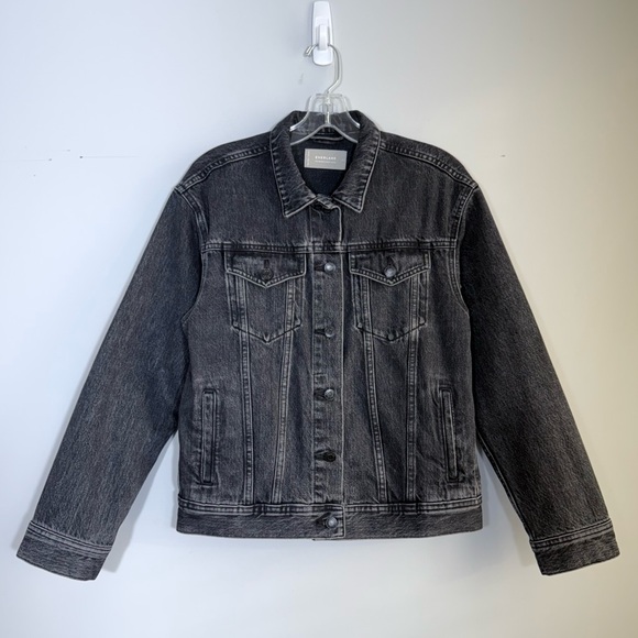 EVERLANE The Women’s Denim Jean Jacket S Washed Black Gray Minimalist 90s Boho - Picture 7 of 16